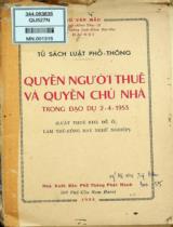 Quyền người thuê và quyền chủ nhà trong đạo dụ 2-4-1953 : Luật thuê nhà để ở, làm thủ công hay nghề nghiệp / Vũ Văn Mẫu