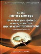 Kỷ yếu Hội thảo khoa học - Thời kỳ Tây Sơn qua tư liệu làng xã và dòng họ tại miền Trung: Những phát hiện mới từ góc nhìn liên ngành : Tài liệu lưu hành nội bộ